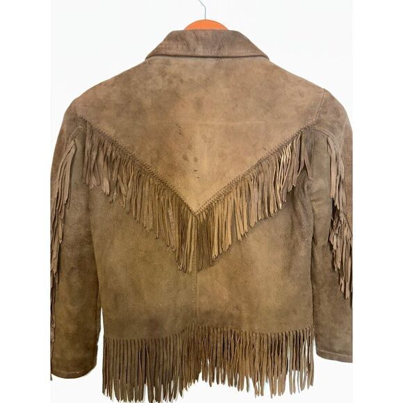 Vintage 1960’s Montgomery Ward Suede Fringe Girls Lined Leather Jacket Size12-14 - Picture 9 of 16